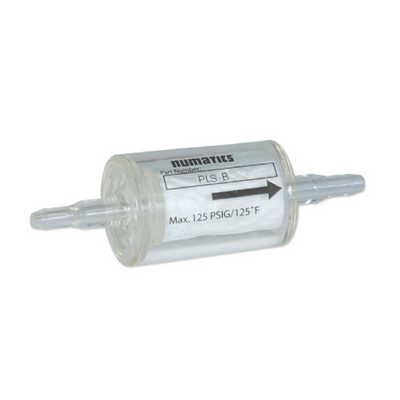 PLR-BT NUMATICS/AVENTICS MINI FILTER PL SERIES PLASTIC IN-LINE DISPOSABLE 0.01 MICRON FILTER, 1/4" STRAIGHT PORST, DUAL BARBED