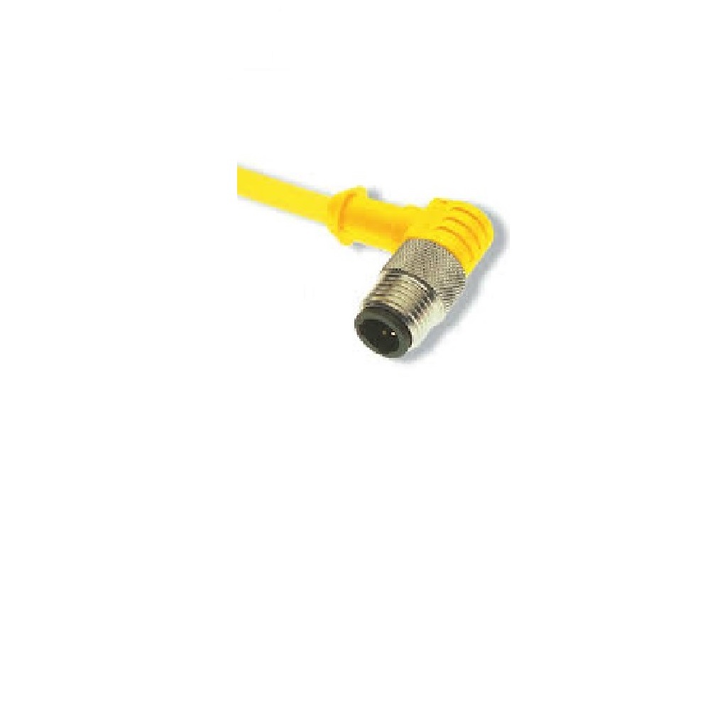 WSB 3T-10 TURCK CORDSET<BR>3 PIN M12 MALE ELB 10M PVC YE 22AWG 250VAC/DC