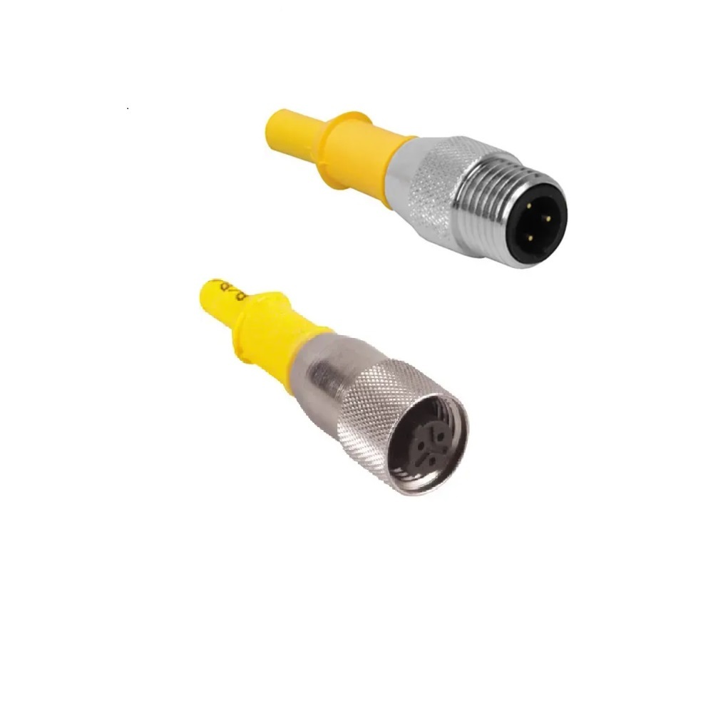 KB 3T-1-SB 3T TURCK CORDSET<BR>3 PIN M12 F/M STR 1M PVC YE 22AWG 250VAC/DC