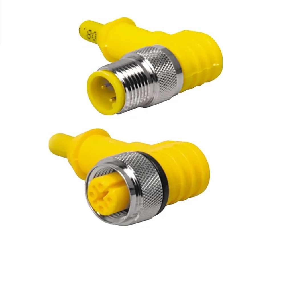 WKC 4.4T-0.3-WSC 4.4T/S3060 TURCK CORDSET<BR>4 PIN M12 F/M ELB 0.3M TPE YE WELD 18AWG 250VAC/DC