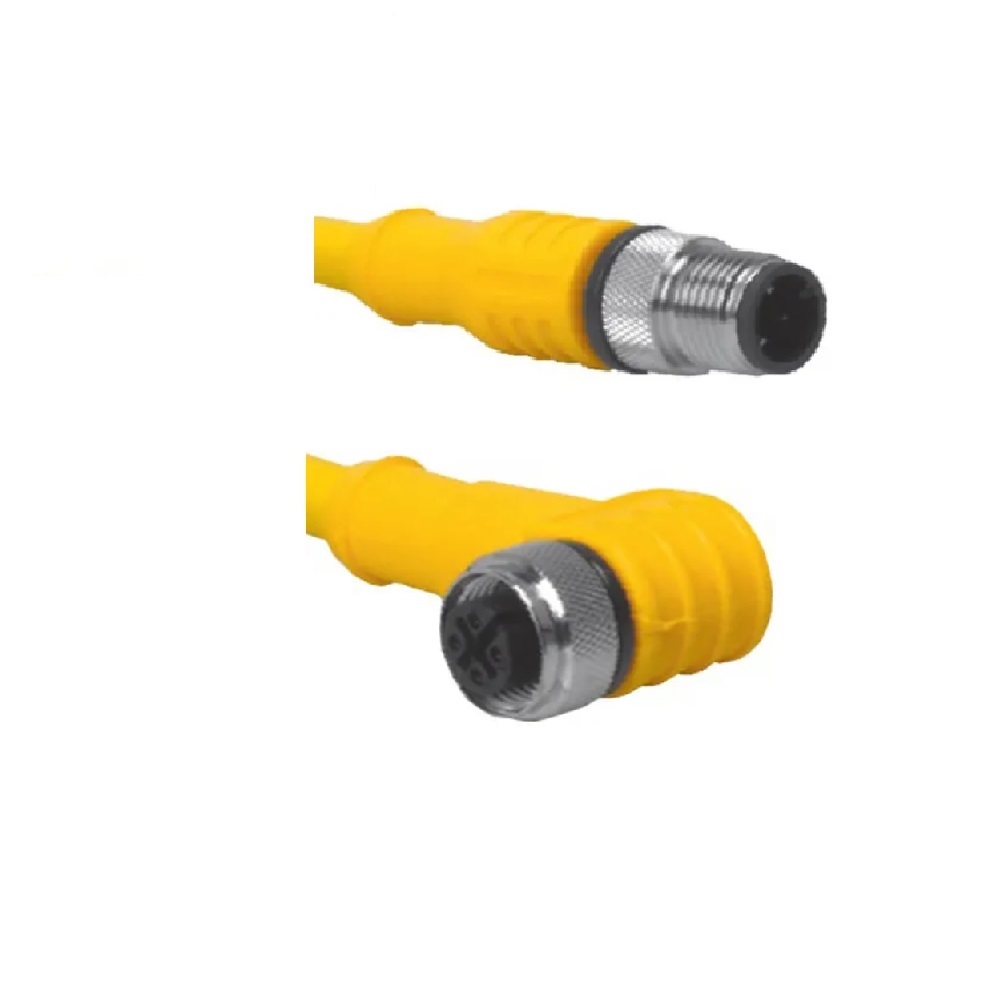 WKC 4.4T-0.5-RSC 4.4T/S1587 TURCK CORDSET<BR>4 PIN M12 F/M ELB/STR 0.5M TPE YE WELD 18AWG 250VAC/DC