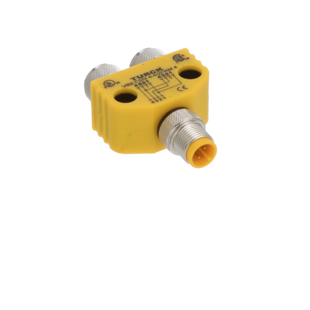 VB2-FSMV 4.4/2FKMV 4 TURCK SPLITTER<BR>4 PIN "Y" M12 M/F/F SS 250VDC