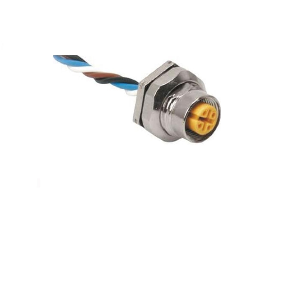 FKM 4.4-0.5 TURCK CIRCULAR CONNECTOR<BR>4 PIN M12 FEMALE STR FM 0.5M 22AWG PG9 THR 250VAC/DC