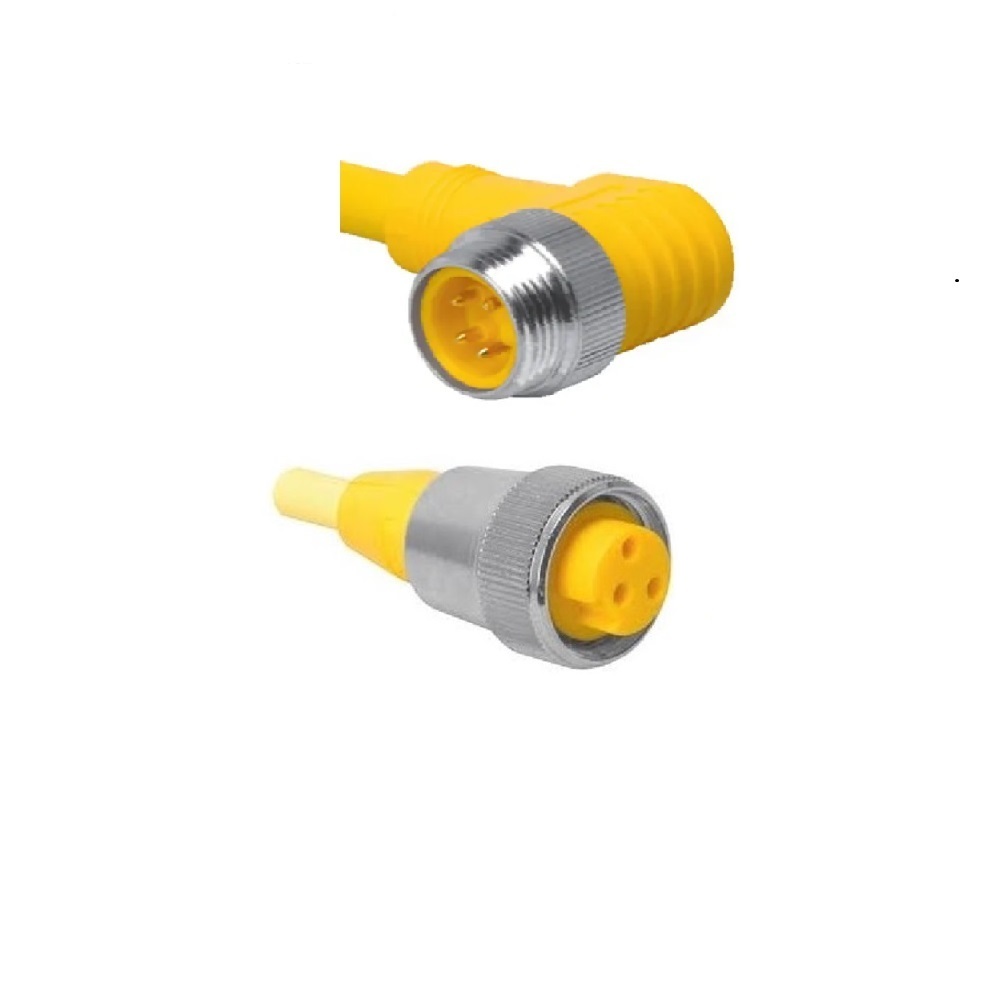 WSM RKM 126-4M/S90 TURCK CORDSET<BR>12 PIN 1 1/8" MINI M/F ELB/STR 4M TPU YE HI-FLEX 16AWG 600VAC/DC