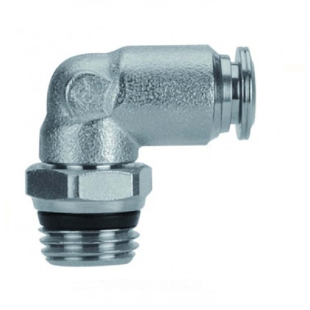 57110-6-1/4 AIGNEP NP BRASS PUSH-IN FITTING<BR>6MM TUBE X 1/4" UNIV MALE SWIVEL ELBOW
