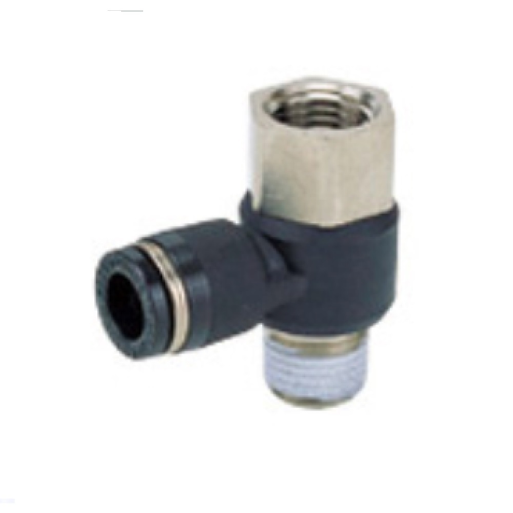 PHF6-02 PISCO PLASTIC PUSH-IN FITTING<BR>6MM TUBE X 1/4" BSPT MALE/FEMALE UNIVERSAL ELBOW