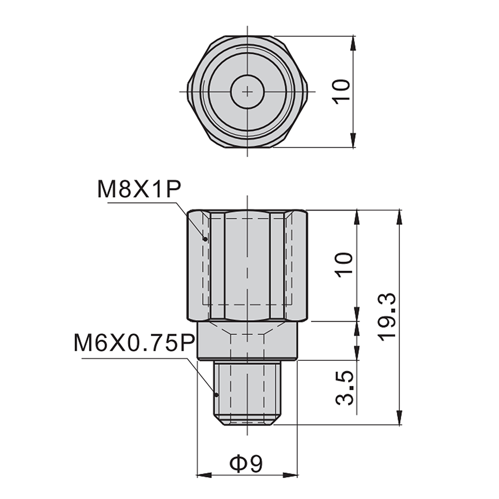 L-P-AM8 AIRTAC LINEAR RAIL PARTS<br>BEARING GREASE STRAIGHT NIPPLE M6 TO M8, FOR BEARING SERIES 20, 25, 30, & 35