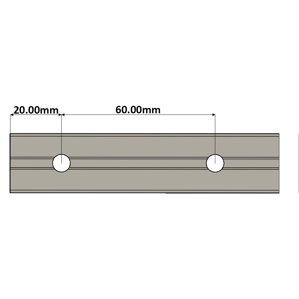 LSD20RLX460-S20-H-D AIRTAC LOW PROFILE RAIL<br>LSD 20MM SERIES, HIGH ACCURACY, 20MM END TO FIRST HOLE, CUT TO LENGTH OF 460MM