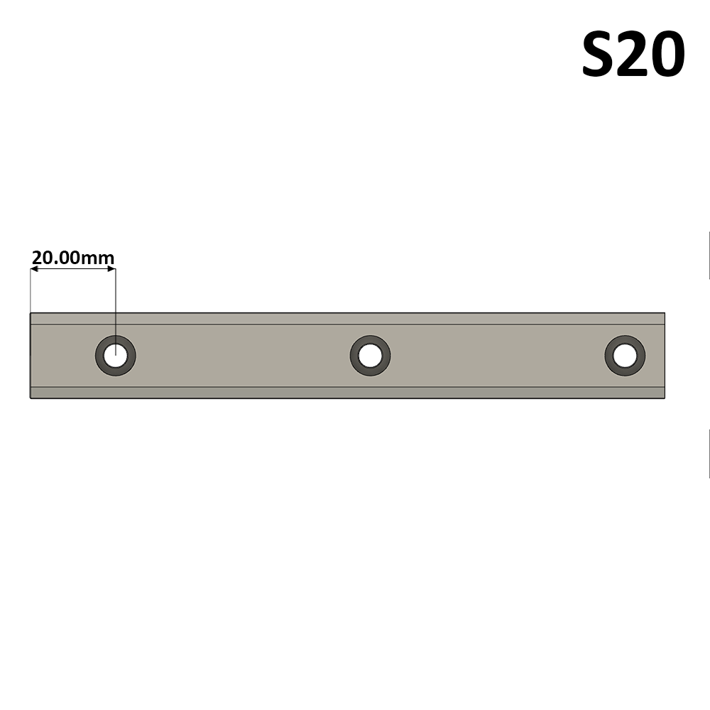 LSH15RLX1240-S20-N-D AIRTAC LSH 15MM SERIES RAIL<br>NORMAL ACCURACY, 20MM END TO FIRST HOLE, CUT TO LENGTH OF 1240MM