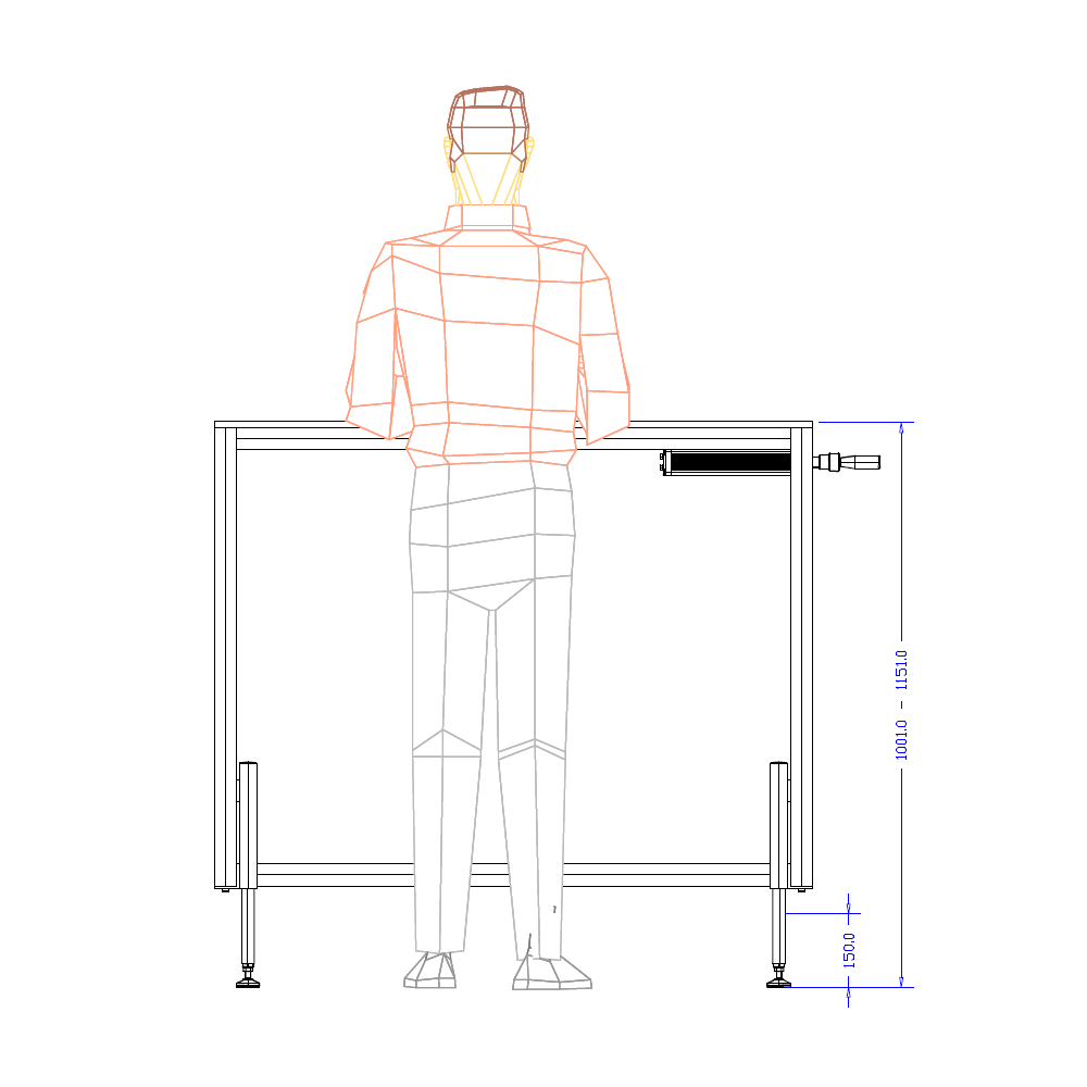 M-10350-HAC-1220-0610-1000-150-1 MANUAL ADJUSTABLE HEIGHT INDUSTRIAL TABLE  610MM X 1220MM TOP, 1001MM-1151MM HEIGHT