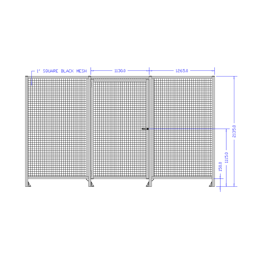 M-10351-M-12X12-0 ROBOTIC PERIMETER INDUSTRIAL GUARDING PREMADE CELL, 1" WIRE MESH, 12'X12'