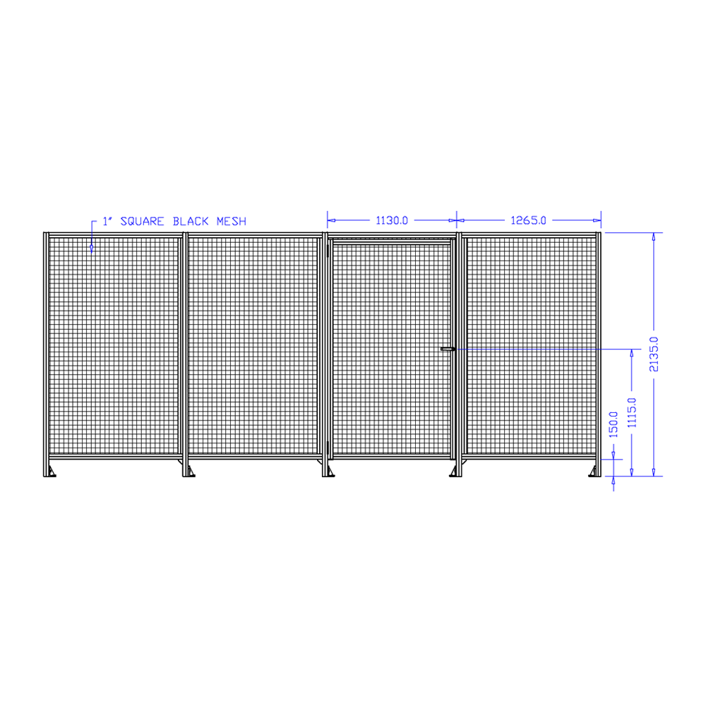 M-10351-M-16X16-0 ROBOTIC PERIMETER INDUSTRIAL GUARDING PREMADE CELL, 1" WIRE MESH, 16'X16'