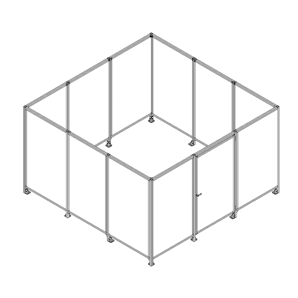 M-10351-P-12X12-0 ROBOTIC PERIMETER INDUSTRIAL GUARDING PREMADE CELL, 1/4" CLEAR POLYCARBONATE, 12'X12'