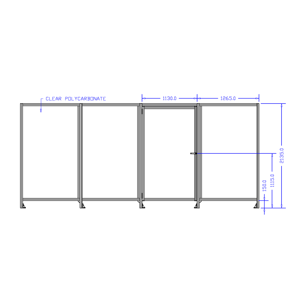 M-10351-P-16X16-0 ROBOTIC PERIMETER INDUSTRIAL GUARDING PREMADE CELL, 1/4" CLEAR POLYCARBONATE, 16'X16'