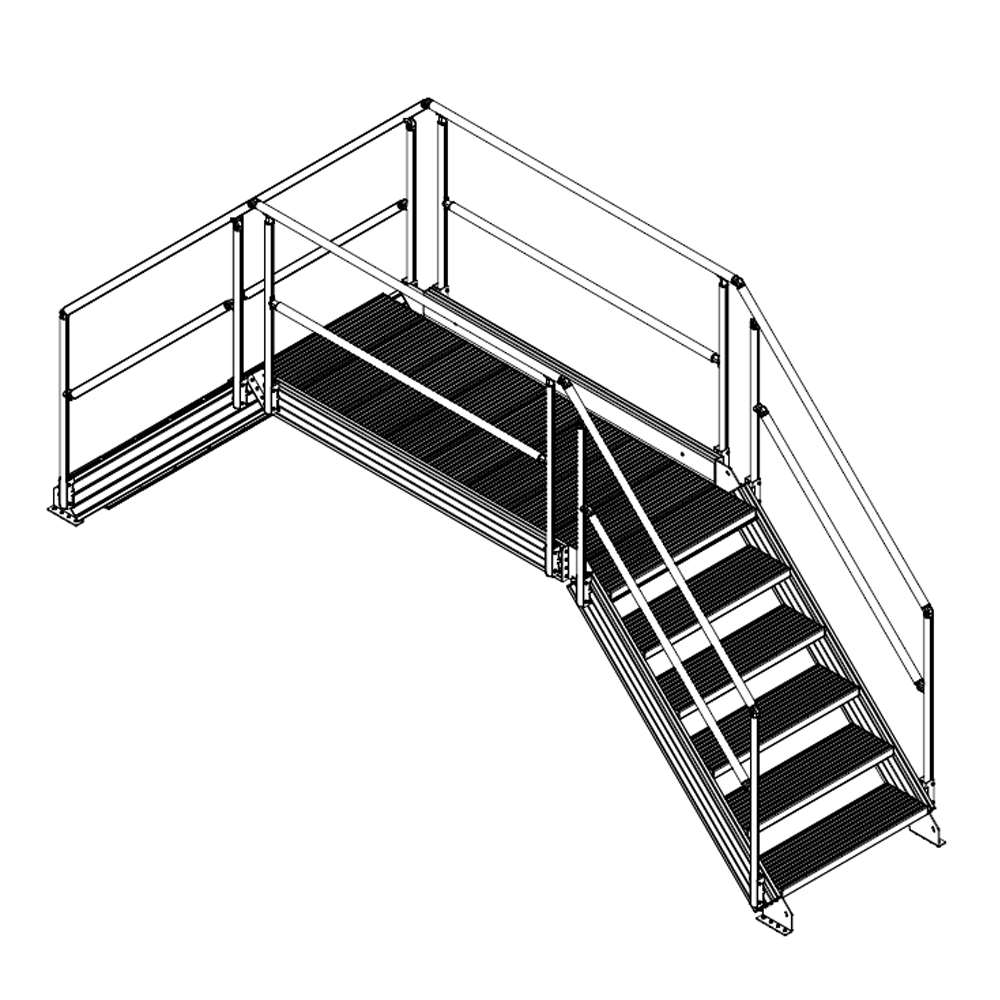 M-10353-45-2340-0915-1220-XX STAIRS & CROSSOVER - 45-DEG STAIRS X 2340MM PLATFORM X 915MM WIDE X 1220MM CLEARANCE