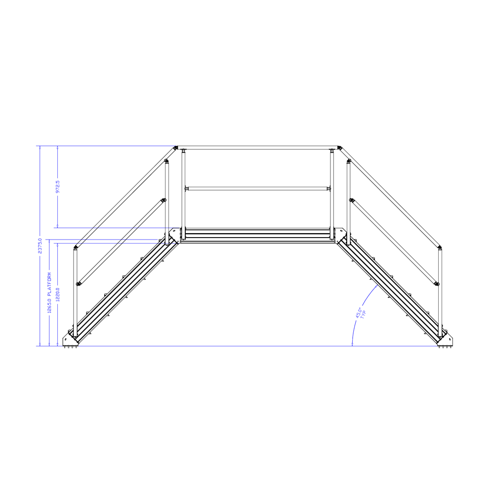 M-10353-45-2340-0915-1220-XX STAIRS & CROSSOVER - 45-DEG STAIRS X 2340MM PLATFORM X 915MM WIDE X 1220MM CLEARANCE