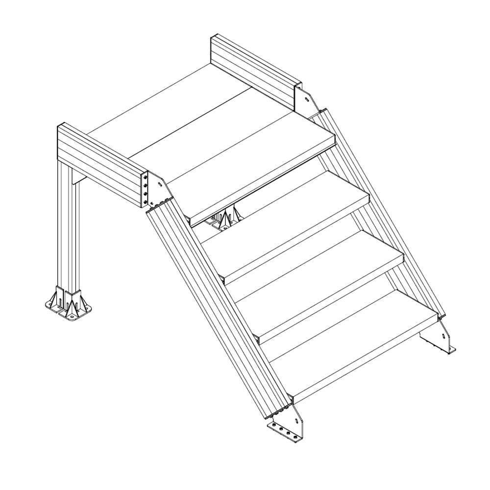 M-10353-P-45-0780-0915-0790-XX-0 STAIRS AND PLATFORM- 45-DEG STAIRS X 780MM PLATFORM X 915MM WIDE X 970MM HEIGHT