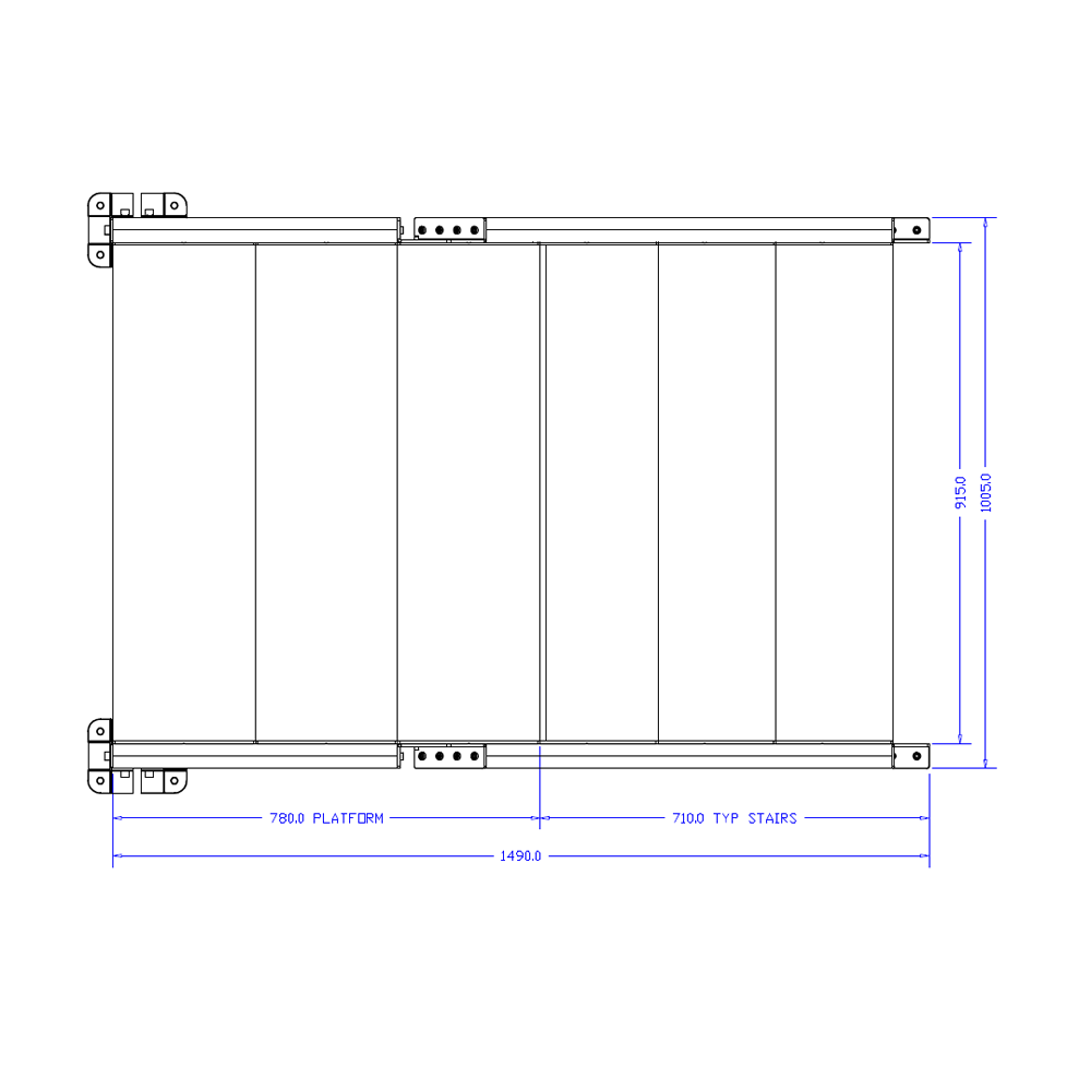 M-10353-P-45-0780-0915-0790-XX-0 STAIRS AND PLATFORM- 45-DEG STAIRS X 780MM PLATFORM X 915MM WIDE X 970MM HEIGHT