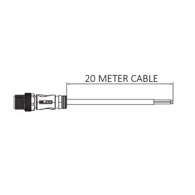 C12.4-20.32 ELCO SINGLE ENDED MICRO CABLE, 4 PIN M12 MALE STRAIGHT PVC BLACK 22 AWG 20M
