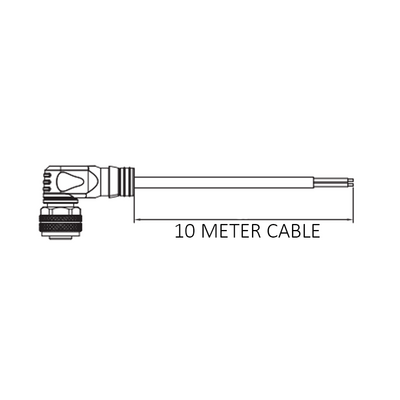CBO12.5-10.32 ELCO SINGLE ENDED MICRO CABLE, 5 PIN M12 FEMALE ELBOW PVC BLACK 22 AWG 10M