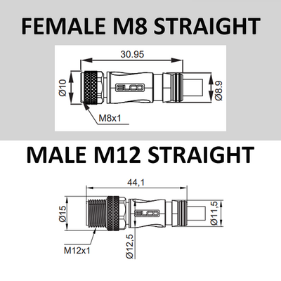 ECS-2CO8.3-2.23/2.23/P ELCO Y-SPLITTER STRAIGHT M12 MALE 4 PINS X (2) STRAIGHT M8 FEMALE 3 PINS, 2 METER YELLOW PUR, 24 AWG