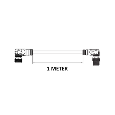 CBO12.4-1.32-CB12.4/P ELCO DOUBLE ENDED PATCH CABLE, 4 PIN M12 F/M ELBOW 1M PUR BLACK 22 AWG