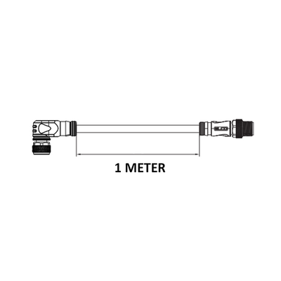 CBO12.4-1.33-C12.4/P ELCO DOUBLE ENDED PATCH CABLE, 4 PIN M12 F/M ELB/STR 1M PUR YELLOW 22 AWG