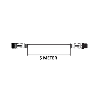 CO12.5-5.32-C12.5/P ELCO DOUBLE ENDED PATCH CABLE, 5 PIN M12 F/M STRAIGHT 5M PUR BLACK 22 AWG