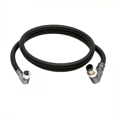CBO8.3-1.22-CB12.3/P ELCO DOUBLE ENDED PATCH CABLE 3 PIN M8 X M12 F/M ELBOW 1M PUR BLACK 24 AWG