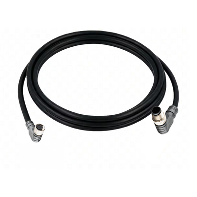 CBO8.3-2.22-CB12.3/P ELCO DOUBLE ENDED PATCH CABLE 3 PIN M8 X M12 F/M ELBOW 2M PUR BLACK 24 AWG