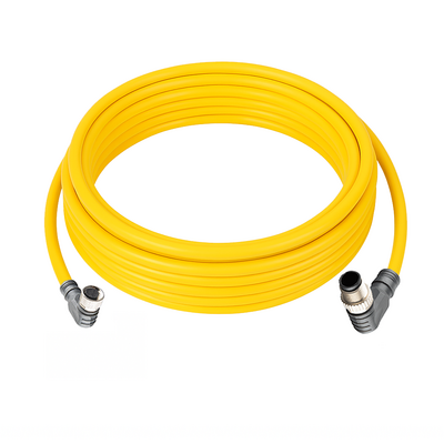 CBO12.4-5.23-CB8.4/P ELCO DOUBLE ENDED PATCH CABLE 4 PIN M12 X M8 F/M ELBOW 5M PUR YELLOW 24 AWG