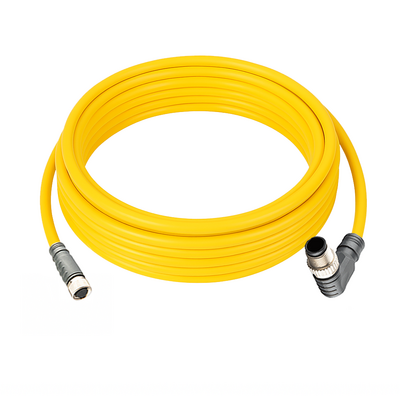 CO8.3-5.23-CB12.3/P DOUBLE ENDED PATCH CABLE 3 PIN M8 X M12 F/M STR/ELB 5M PUR YELLOW 24 AWG