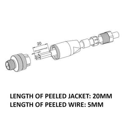 LS12.5-0/C(BU) ELCO M12 FIELD ATTACHABLE SCREW TERMINAL CONNECTORS 5 PIN MALE STRAIGHT