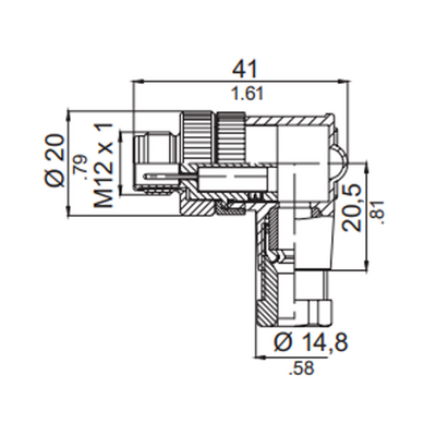 LSB12.4-0/C(BU) ELCO M12 FIELD ATTACHABLE SCREW TERMINAL CONNECTORS 4 PIN MALE ELBOW