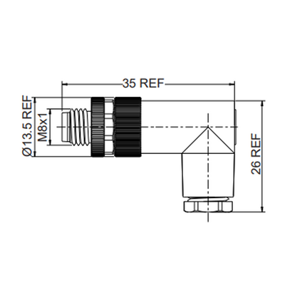 LSB8.3-0/C(GS) ELCO M8 FIELD ATTACHABLE SCREW TERMINAL CONNECTORS 3 PIN MALE ELBOW