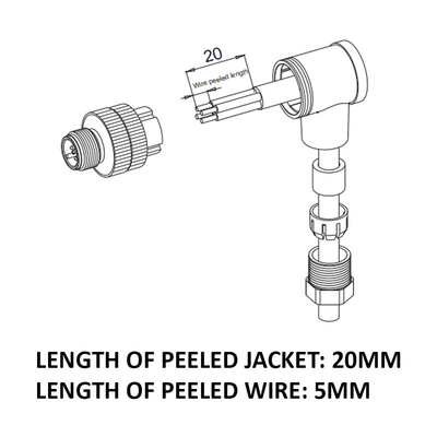 LSB12.4-0/C(BU) ELCO M12 FIELD ATTACHABLE SCREW TERMINAL CONNECTORS 4 PIN MALE ELBOW