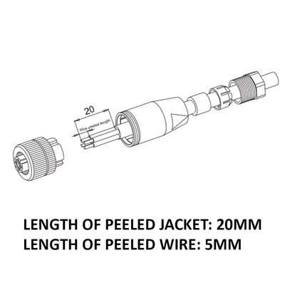 LSO12.4-0/C(BU) ELCO M12 FIELD ATTACHABLE SCREW TERMINAL CONNECTORS 4 PIN FEMALE STRAIGHT