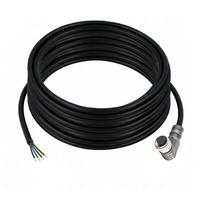 CBO12.5-10.32 ELCO SINGLE ENDED MICRO CABLE, 5 PIN M12 FEMALE ELBOW PVC BLACK 22 AWG 10M
