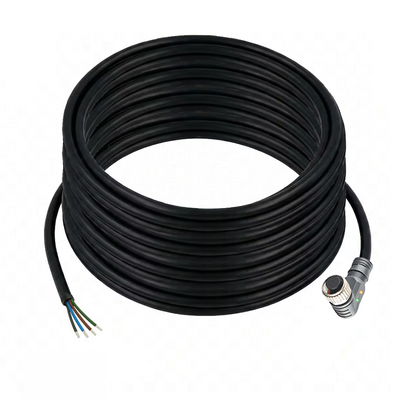 CBO12.4-15.32/L/P ELCO SINGLE ENDED MICRO CABLE, 4 PIN M12 FEMALE ELBOW PUR BLACK 22 AWG 15M PNP LED