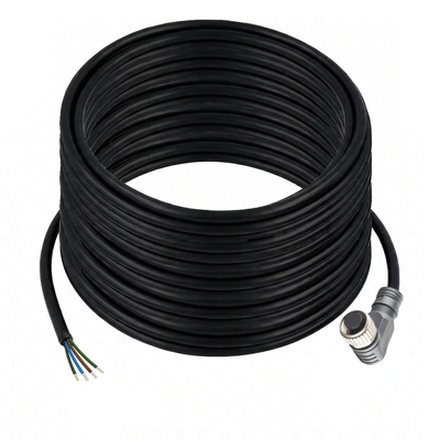 CBO12.4-25.32 ELCO SINGLE ENDED MICRO CABLE, 4 PIN M12 FEMALE ELBOW PVC BLACK 22 AWG 25M