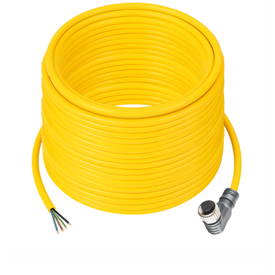 CBO12.4-25.33 ELCO SINGLE ENDED MICRO CABLE, 4 PIN M12 FEMALE ELBOW PVC YELLOW 22 AWG 25M