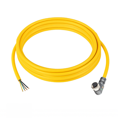 CBO12.4-3.33/LN/P ELCO SINGLE ENDED MICRO CABLE, 4 PIN M12 FEMALE ELBOW PUR YELLOW 22 AWG 3M NPN LED