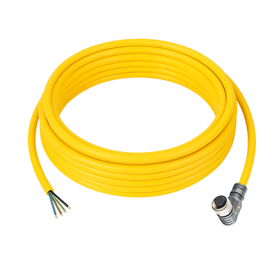 CBO12.4-5.33/LN/P ELCO SINGLE ENDED MICRO CABLE, 4 PIN M12 FEMALE ELBOW PUR YELLOW 22 AWG 5M NPN LED