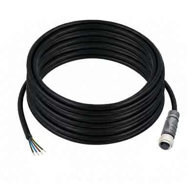 CO12.4-10.32/P ELCO SINGLE ENDED MICRO CABLE, 4 PIN M12 FEMALE STRAIGHT PUR BLACK 22 AWG 10M