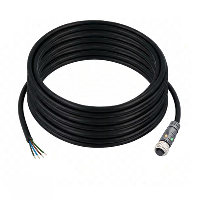 CO12.4-10.32/LN/P ELCO SINGLE ENDED MICRO CABLE, 4 PIN M12 FEMALE STRAIGHT PUR BLACK 22 AWG 10M NPN LED