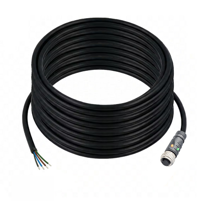 CO12.4-15.32/L/P ELCO SINGLE ENDED MICRO CABLE, 4 PIN M12 FEMALE STRAIGHT PUR BLACK 22 AWG 15M PNP LED