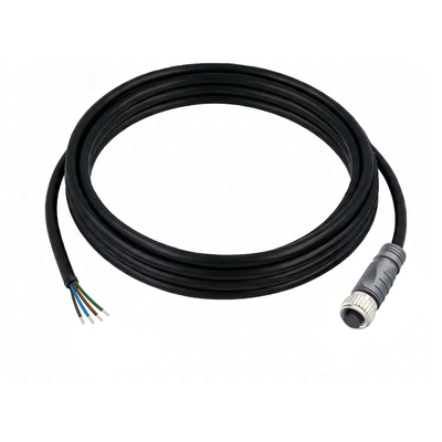 CO12.4-3.32 ELCO SINGLE ENDED MICRO CABLE, 4 PIN M12 FEMALE STRAIGHT PVC BLACK 22 AWG 3M