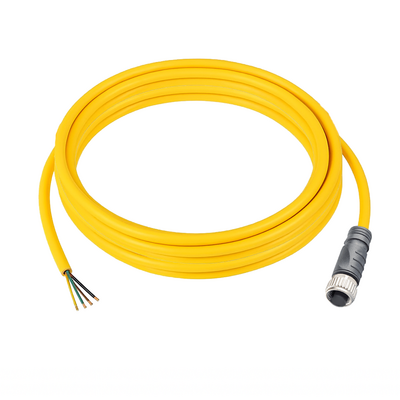 CO12.4-3.33 ELCO SINGLE ENDED MICRO CABLE, 4 PIN M12 FEMALE STRAIGHT PVC YELLOW 22 AWG 3M