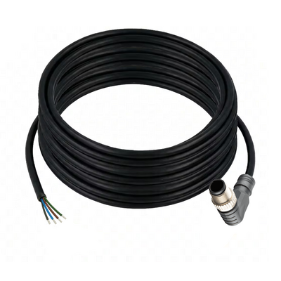 CB12.4-10.32 ELCO SINGLE ENDED MICRO CABLE, 4 PIN M12 MALE ELBOW PVC BLACK 22 AWG 10M