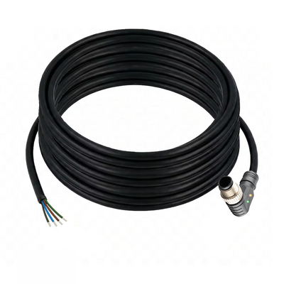 CB12.4-10.32/L/P ELCO SINGLE ENDED MICRO CABLE, 4 PIN M12 MALE ELBOW PUR BLACK 22 AWG 10M PNP LED